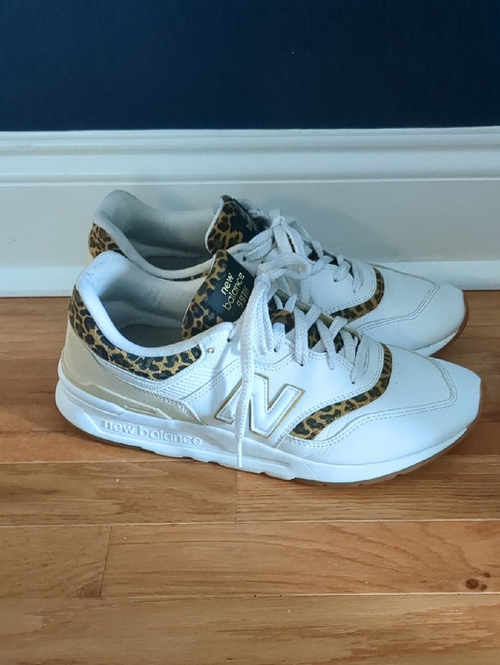 New Balance 997H women's sneakers featuring a leopard print